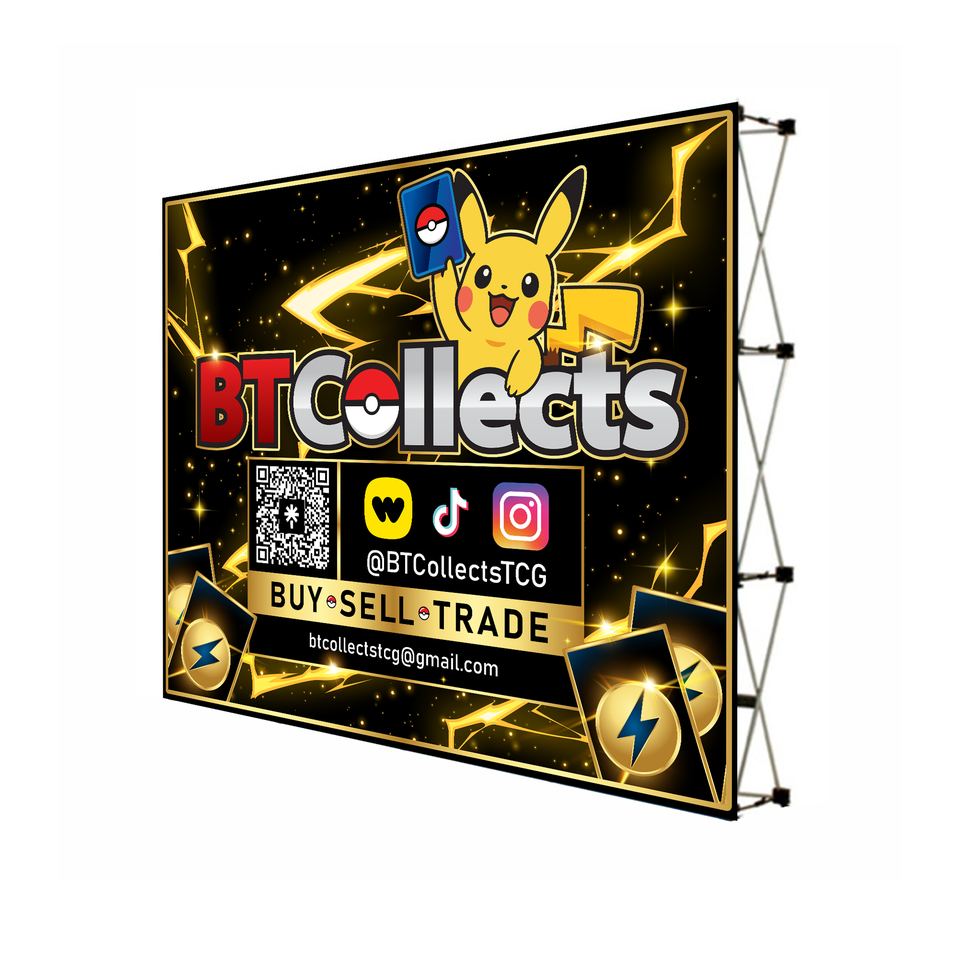 BT Collects retractable backdrop, gold lightning theme