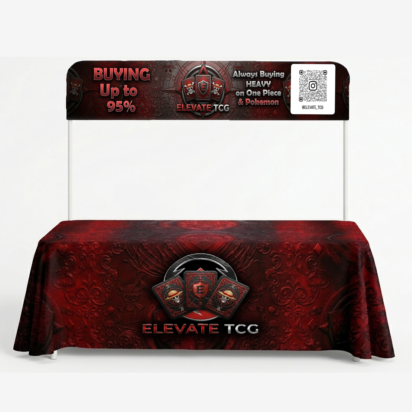 Table-top overhead banner for card show booth